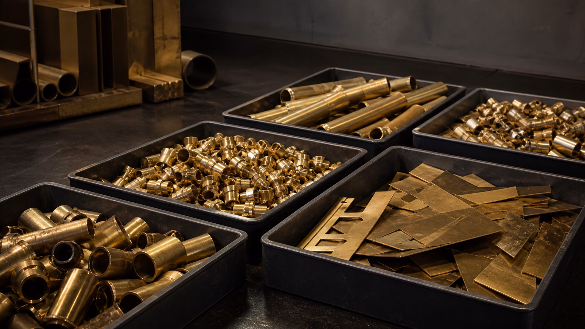Clean sorted brass scrap prepared for inspection